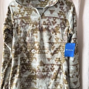 Columbia Men's Zip Up Sweater - Tan and Cream